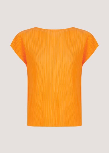 Orange Plisse Top