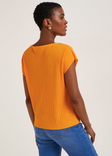 Orange Plisse Top