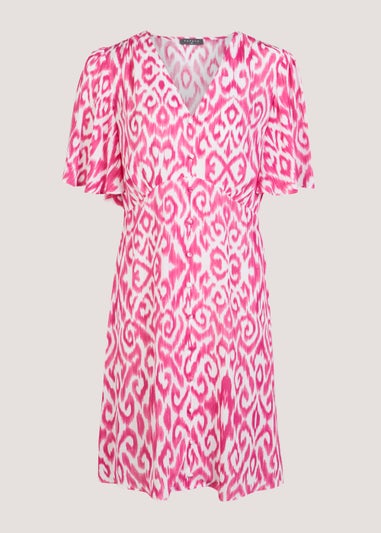 Pink Aztec Crinkle Tea Dress