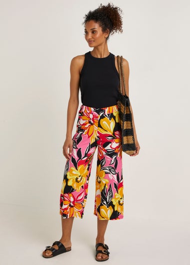 Pink Zigzag Cropped Wide Leg Co-Ord Trousers - Matalan