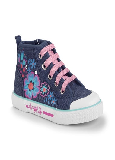 Start-Rite Secret Floral Print Lace Up High Top Trainers