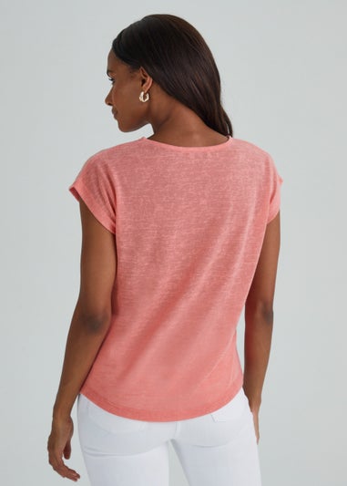 Pink Burnout Print T-Shirt