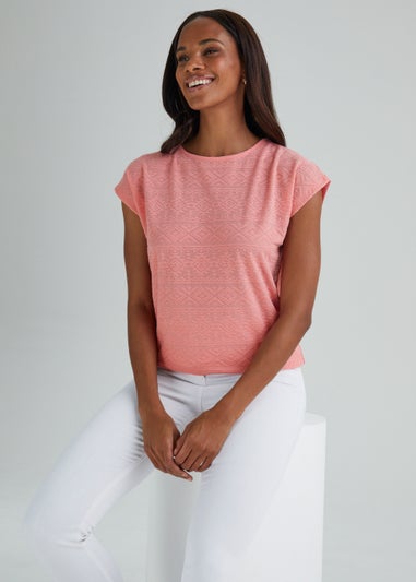 Pink Burnout Print T-Shirt