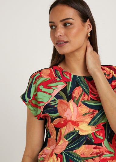 Et Vous Multicoloured Floral Jersey Back Top
