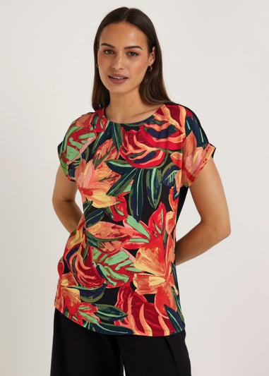 Et Vous Multicoloured Floral Jersey Back Top