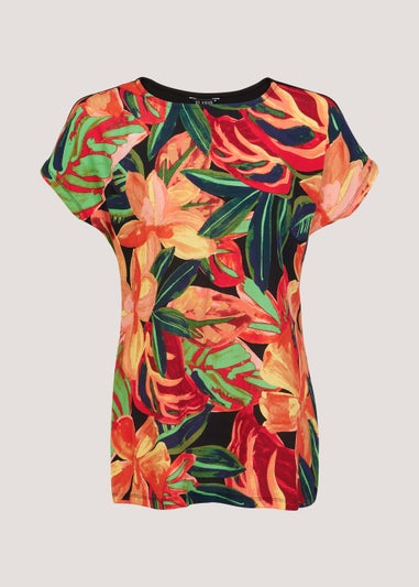 Et Vous Multicoloured Floral Jersey Back Top