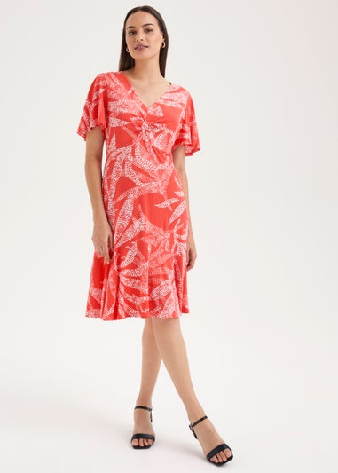 Et Vous Coral Palm Print Dress