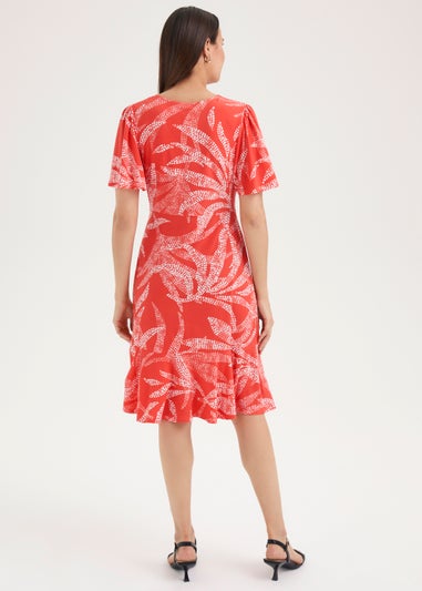 Et Vous Coral Palm Print Dress