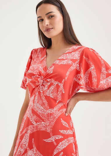 Et Vous Coral Palm Print Dress