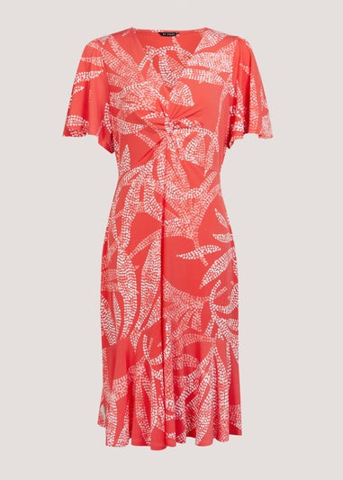 Et Vous Coral Palm Print Dress