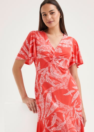 Et Vous Coral Palm Print Dress