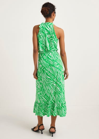 Et Vous Green Animal Print Midi Dress
