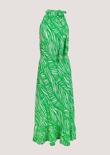 Et Vous Green Animal Print Midi Dress