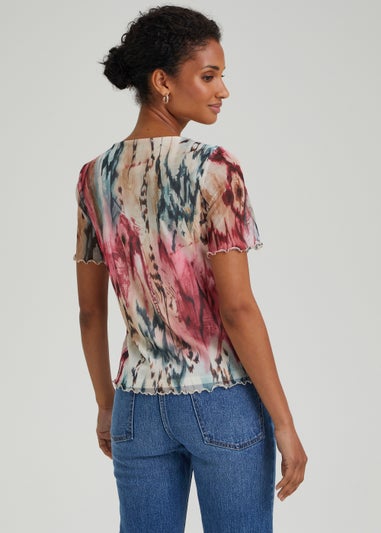 Et Vous Multicoloured Tie Dye Mesh T-Shirt