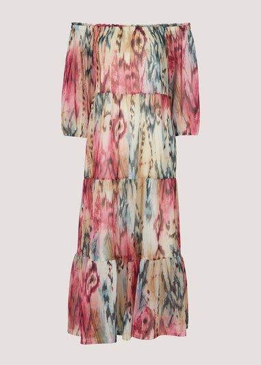Et Vous Multicoloured Tie Dye Bardot Dress