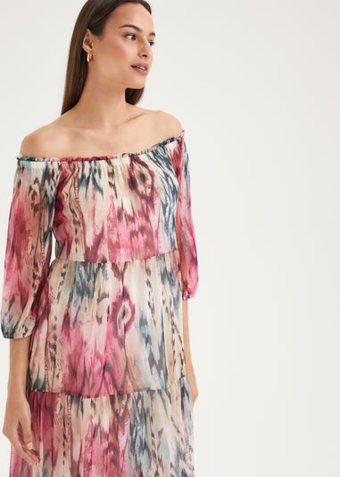 Et Vous Multicoloured Tie Dye Bardot Dress