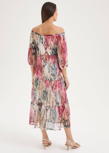 Et Vous Multicoloured Tie Dye Bardot Dress