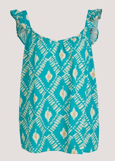 Turquoise Print Co-Ord Cami Top