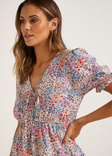 Multicoloured Ditsy Floral Top