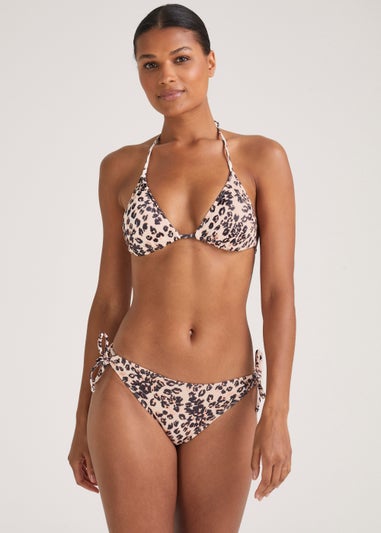 Multicoloured Animal Print Triangle Bikini Top
