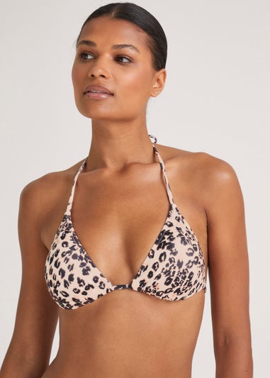 Multicoloured Animal Print Triangle Bikini Top