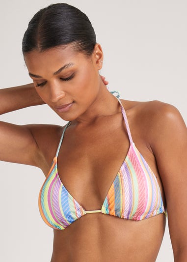 Multicoloured Stripe Bikini Top