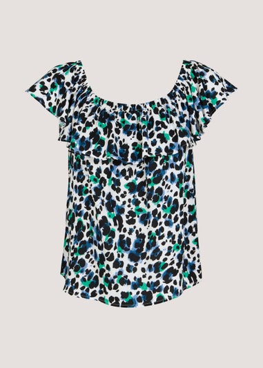 Multicoloured Animal Print Bardot Co-Ord Blouse