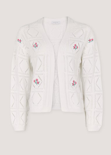 White Embroidered Cardigan