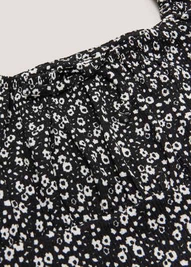Girls Candy Couture Black Floral Frill Hem Dress (9-16yrs)