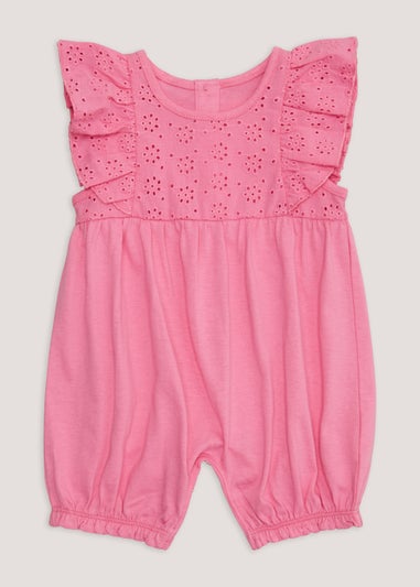Baby Pink Schiffli Romper (Newborn-23mths)