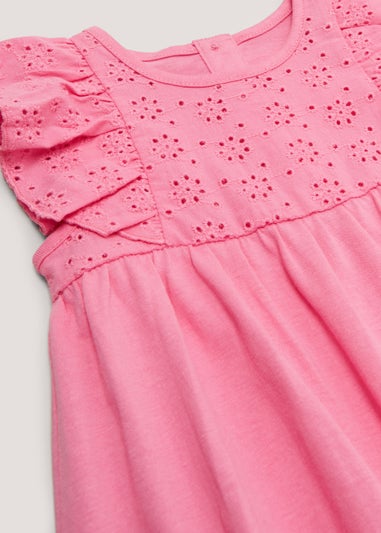 Baby Pink Schiffli Romper (Newborn-23mths)