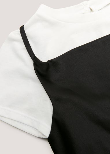Girls Black Cami & T-Shirt Dress (4-13yrs)