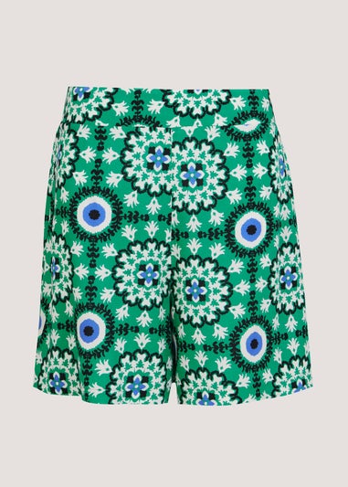 Green Print Co-Ord Beach Shorts