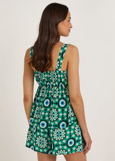 Green Print Co-Ord Beach Shorts