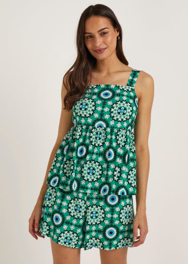 Green Aztec Co-Ord Cami Top