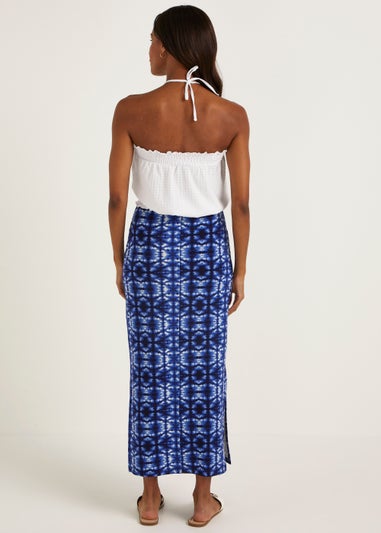 Blue Tie Dye Jersey Maxi Skirt