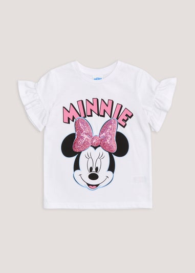 Kids White Disney Minnie Mouse Sequin Bow T-Shirt (2-6yrs)
