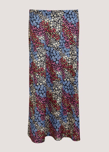 Multicoloured Floral Cheesecloth Midi Skirt