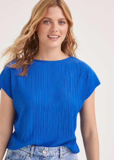 Blue Plisse Top