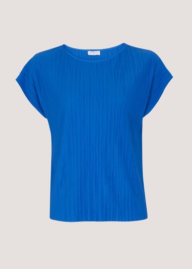 Blue Plisse Top