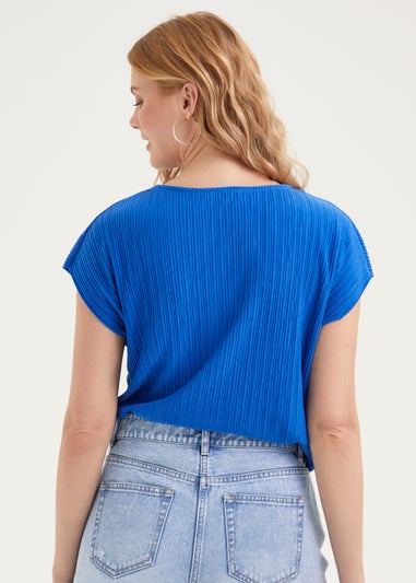Blue Plisse Top