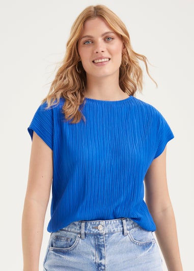 Blue Plisse Top