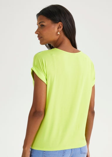 Lime Embroidered Sleeve Top