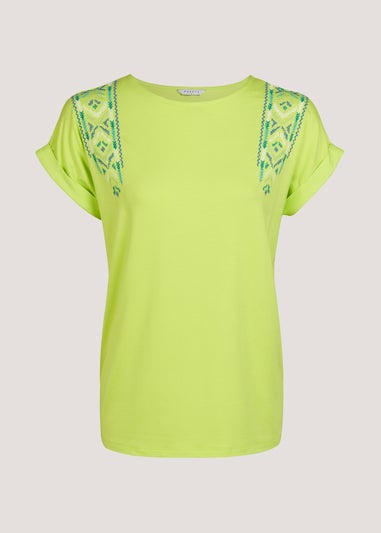 Lime Embroidered Sleeve Top