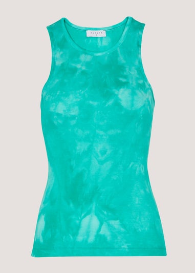 Turquoise Tie Dye Ribbed Vest Top