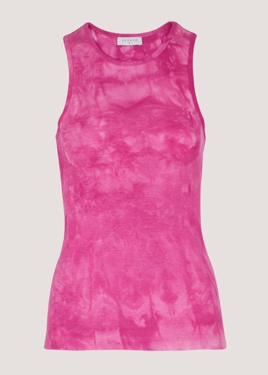 Pink Tie Dye Ribbed Vest Top