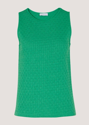 Green Knitted Effect Cami Vest Top