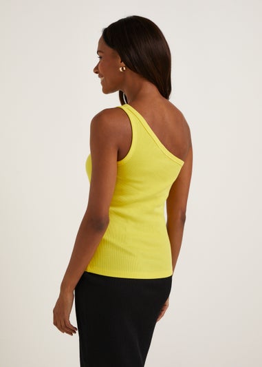 Yellow Ribbed One Shoulder Vest Top