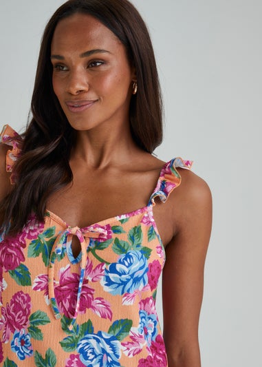 Floral Frill Strap Vest Top