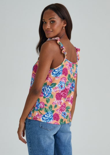 Floral Frill Strap Vest Top